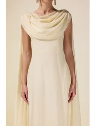 فستان ماكسي شيفون بأكمام كاب - 6