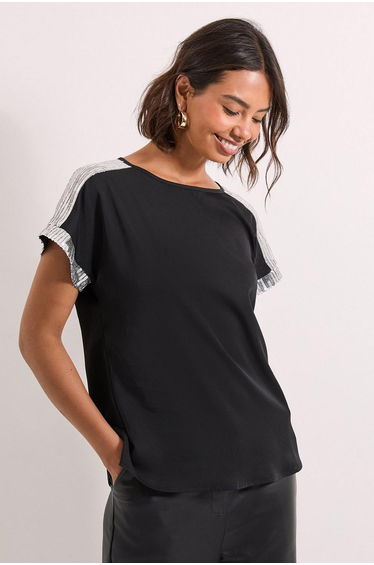 Short Sleeve T-Shirt Sequin Blouse