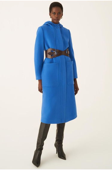 Wender Regular Fit Hooded Midi Oversized Women's Sax Color Coat