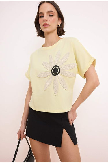 Light Yellow Knitted T-Shirt