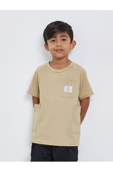Solid Round Neck T-Shirt with Patch Pocket