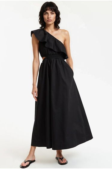 Asymmetric Maxi Dress with Ruffles