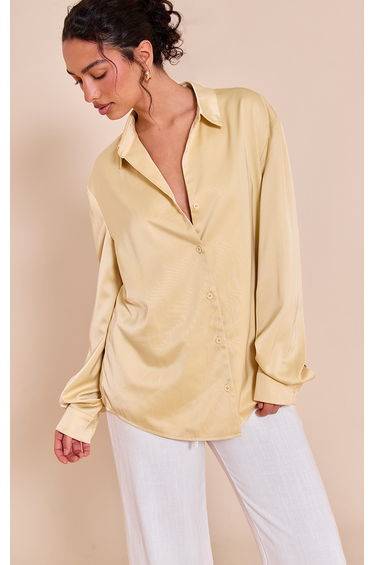 Butter Cream Satin Oversized Shirt