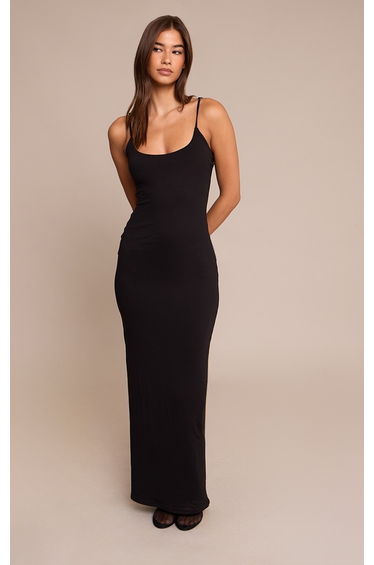 Black Soft Touch Jersey Strappy Maxi Dress