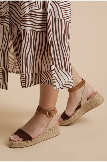 Riva Woven Textile Strap Medium Espadrille Wedge Sandals
