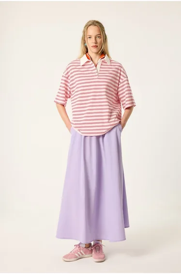 ELASTIC WAIST LONG SKIRT WITH POCKETS