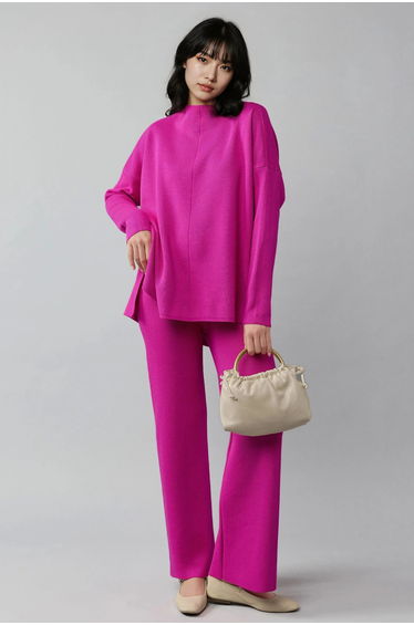 MY FASHION Ribbed Knit Co-Ord Set with Basic Sweater & Pants