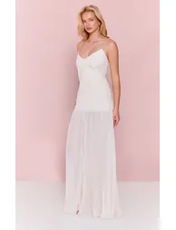 Cream Strappy Pleated Dropped Waist Maxi Dress - 2