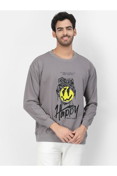 Men Grey Graphic Print Sweatshirt