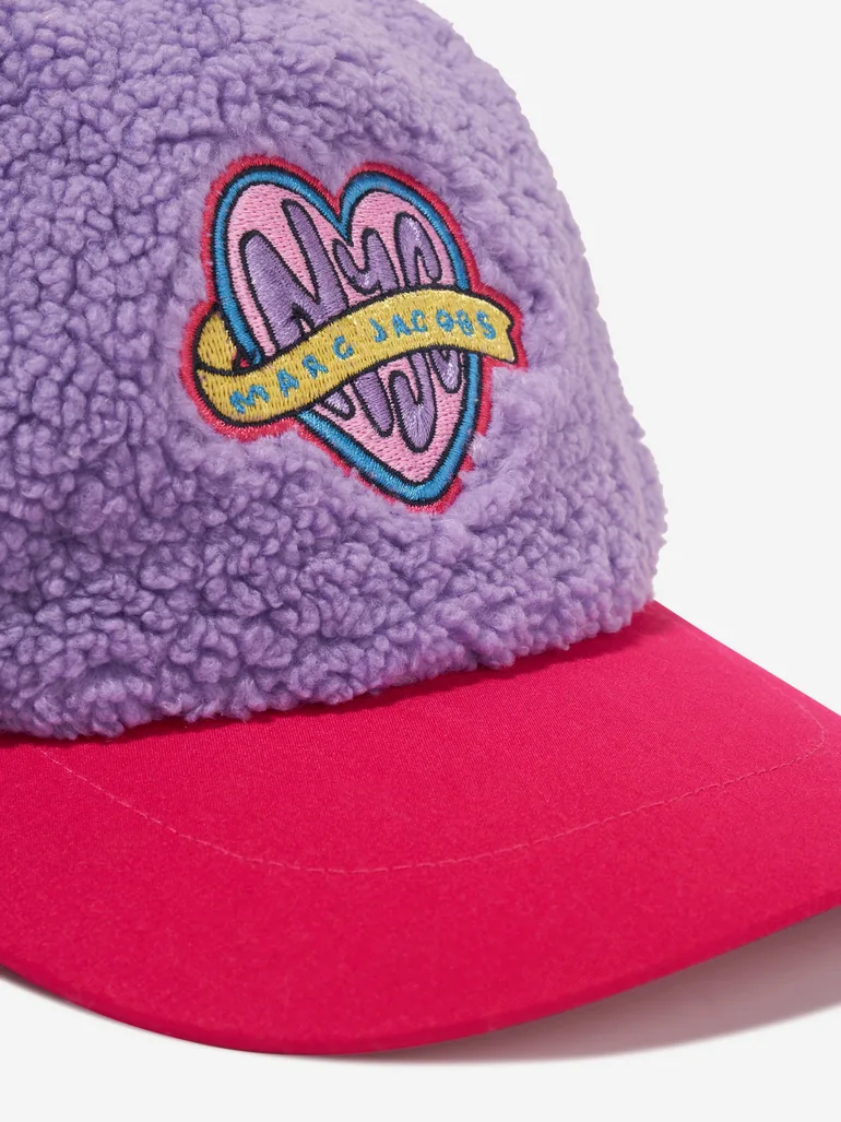 Girls Faux Shearling Cap in Purple - 4