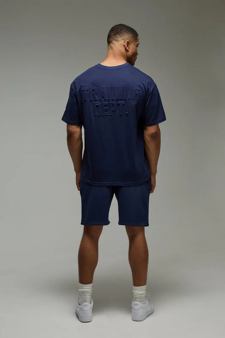 Man Active Training Dept Oversized 7inch Embossed Short - navy - 1