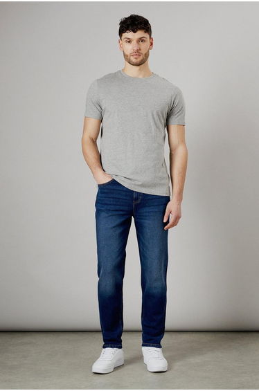 Dark Wash Stretch Tapered Fit Jeans