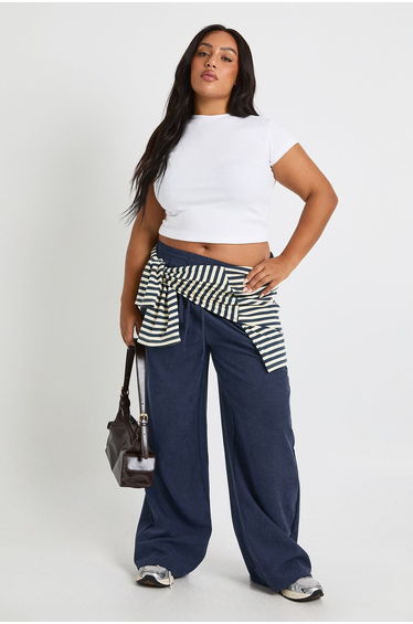 Plus Basic Rib Short Sleeve Longline Fitted Top - white