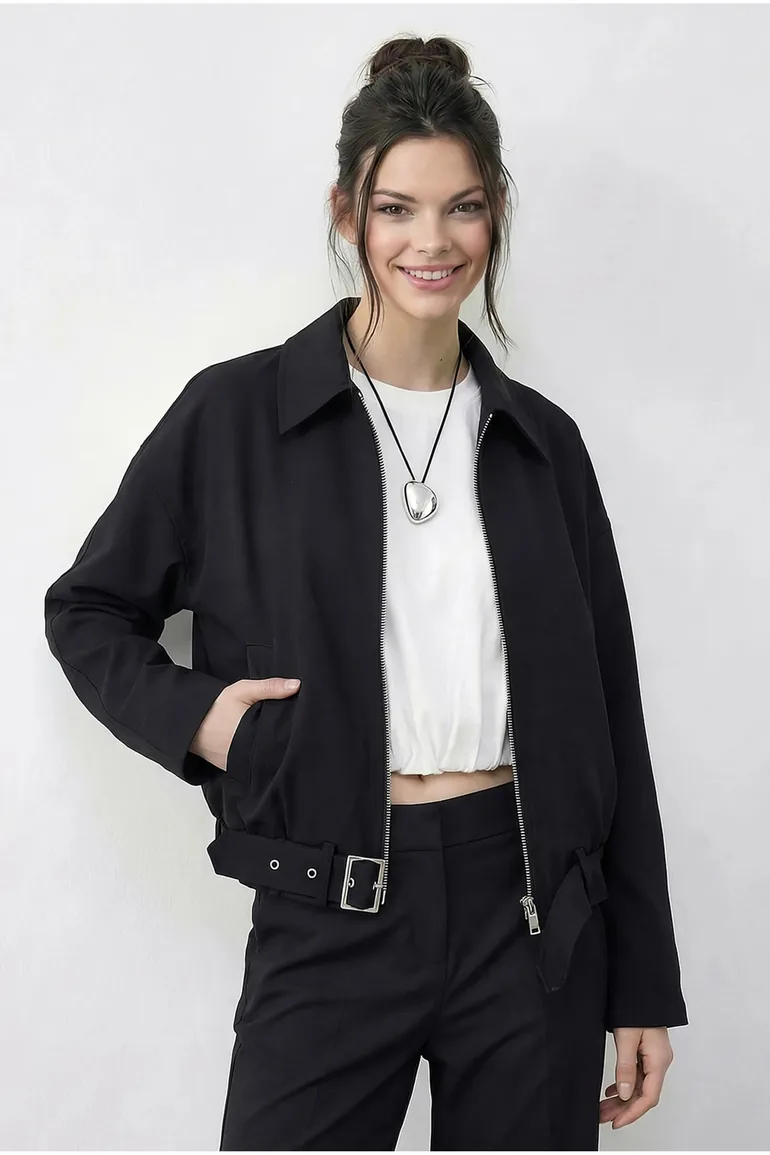 LUCCI Belted Oversized Bomber Jacket - 4