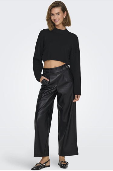 Faux leather wide pant