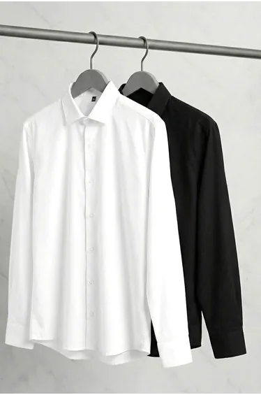 Black-white fitted men's shirt