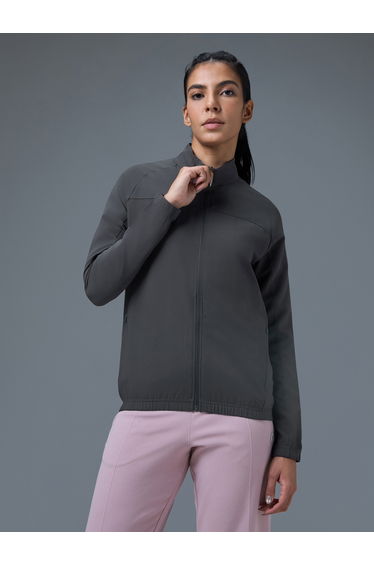 Solid Slim Fit Mock Neck Sports Jacket with TECHNOLITE