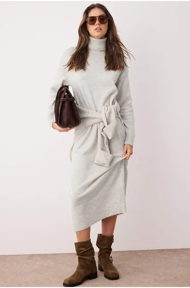 Stone*001 Striped Non-Showing Maxi Knitwear Wide Fit Soft Texture Dress