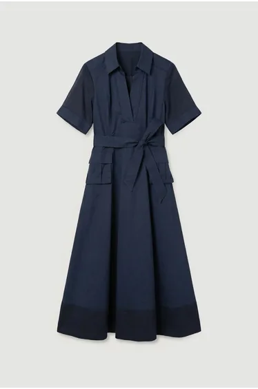 Utility Organdie Cotton Mix Woven Maxi Dress