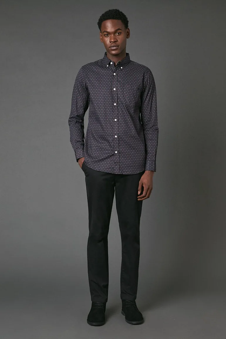 Tile Print Long Sleeve Shirt