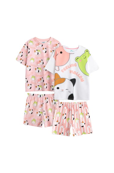 Squishmallows Girls Feeling Mallow Short Pyjama Set (Pack of 2) - Pink