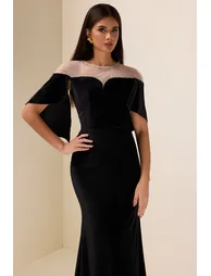 Margaux Velvet Midi Dress in Black - 6