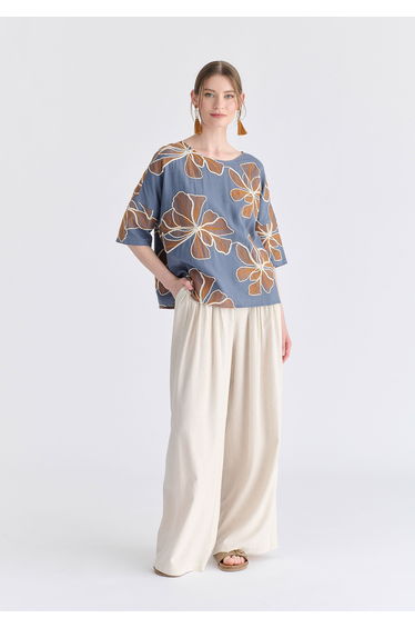 Floral Embroidered Relax Fit Top