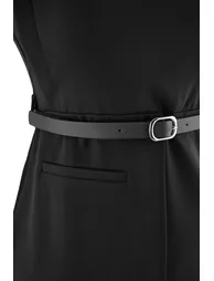 Black Belt Detailed Woven Dress - 7
