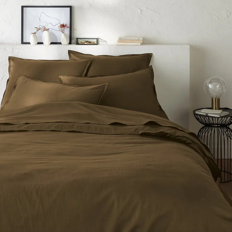 Victor Plain 100% Washed Cotton Satin 300 Thread Count Fitted Sheet - 4