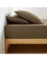 Victor Plain 100% Washed Cotton Satin 300 Thread Count Fitted Sheet - 2