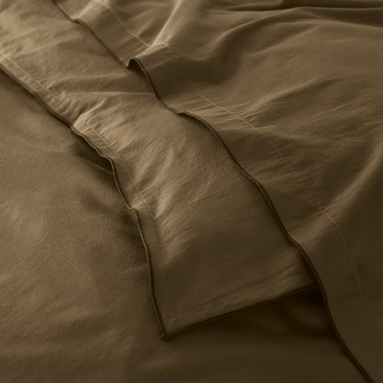 Victor Plain 100% Washed Cotton Satin 300 Thread Count Fitted Sheet - 5