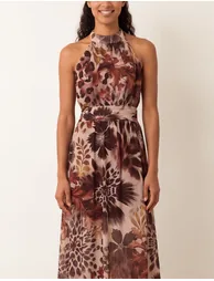 Georgette Printed Halterneck Occasion Dress - 2