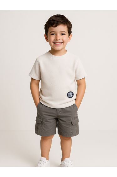 Boys Textured Knit Round Neck T-Shirt