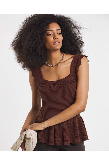 Crochet Square Neck Frill Top