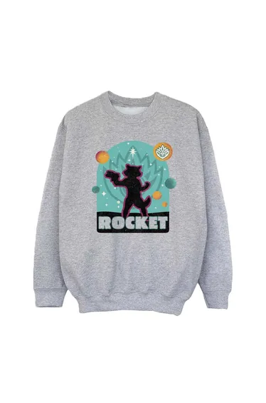 Guardians Of The Galaxy Volume 3 Girls Rocket Raccoon Badge Sweatshirt - Sport Grey