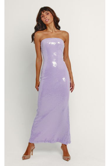 Lilac Sequin Bandeau Maxi Dress