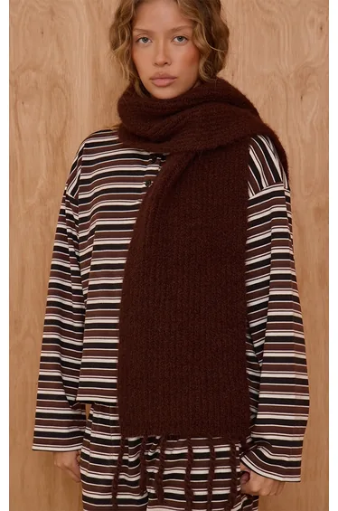 Chocolate Rib Chunky Tassel Detail Scarf