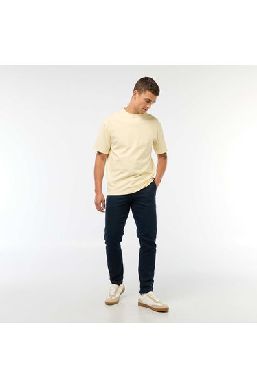 Plain piqué knit trousers BLUE