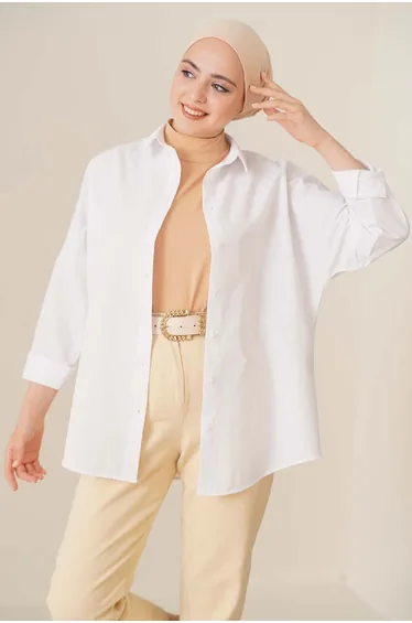 Oversize Basic Hijab Shirt - White