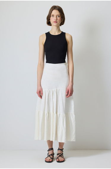 PIECED LONG LINEN SKIRT