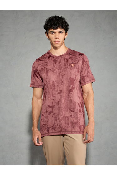 Men Jacquard Slim Fit Crew Neck T-Shirt