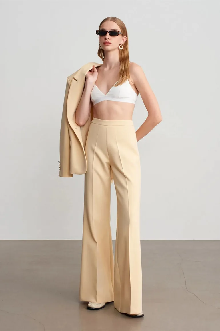 Dilvin High-waist Pleated Flare Pants - 4