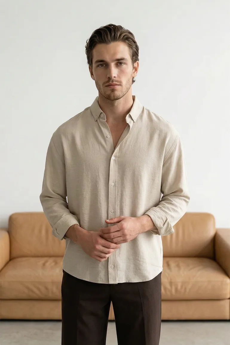 Cream Regular Men's Shirt