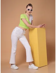 Women Color Block Ribbed Fitted Top