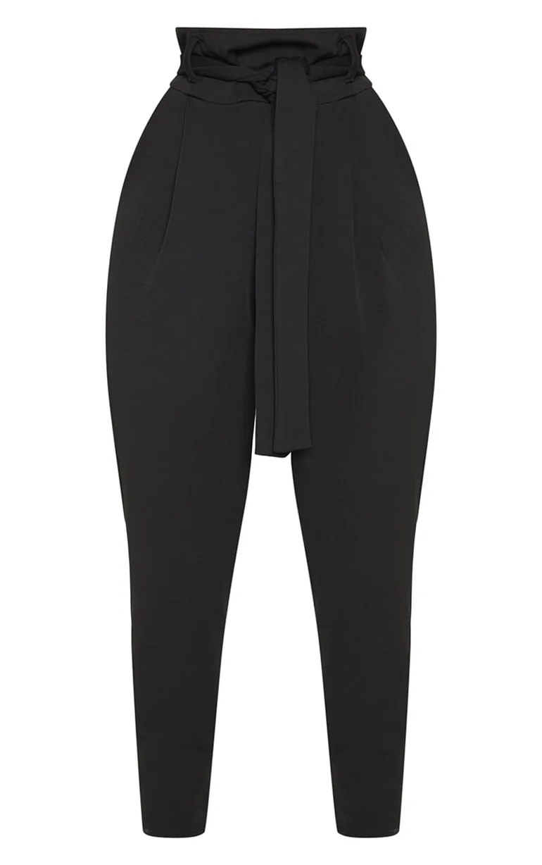 Black Scuba Tie Waist Cigarette Trouser - 2