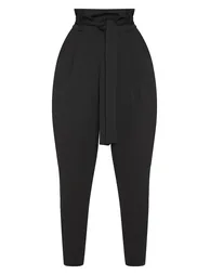 Black Scuba Tie Waist Cigarette Trouser - 2