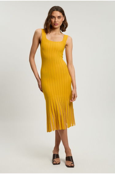 Compact Stretch Square Neck Knitted Flippy Dress