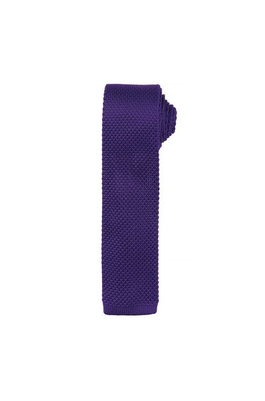 Premier Mens Slim Textured Knit Effect Tie - Purple