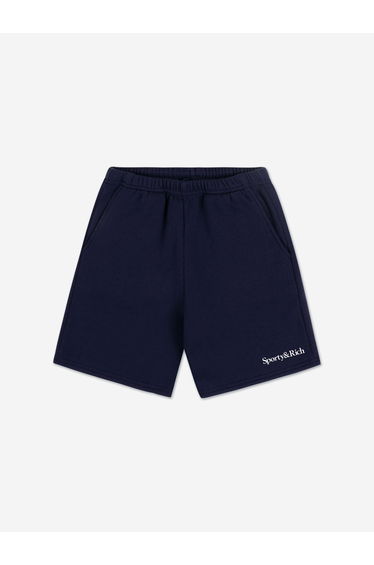 Sporty & Rich Kids Serif Logo Gym Shorts in Navy
