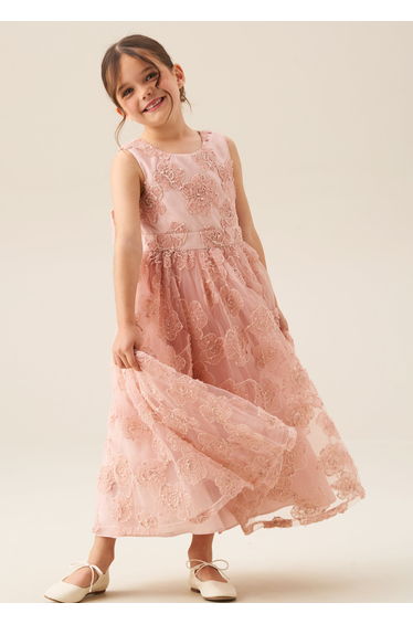 Louise Blush Embellished Bow Back Dress